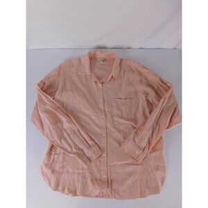 Forever 21 Button-Up Shirt Womens Large Pink Long Sleeve Collared Top